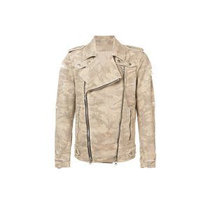 Balmain Destroyed Camouflage Print Biker Jacket